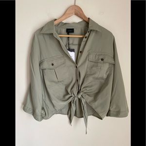 Who What Wear button down tie waist top